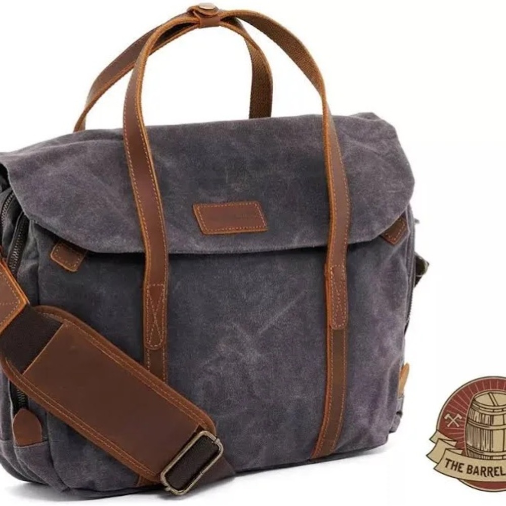 Gray and Brown Men's Bag